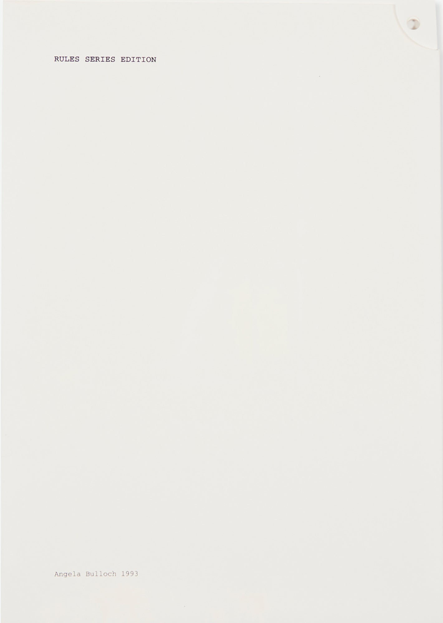 ANGELA BULLOCH / Rules Series Edition