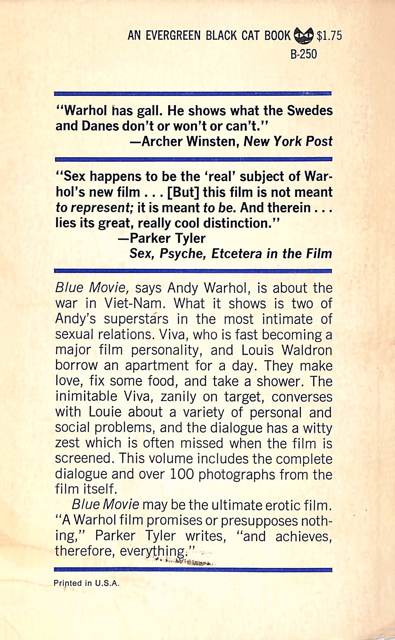 ANDY WARHOL / Blue Movie