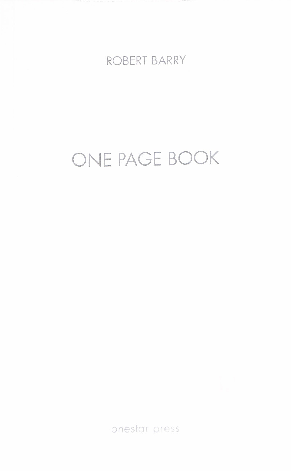 ROBERT BARRY / One page book